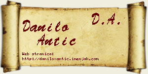 Danilo Antić vizit kartica